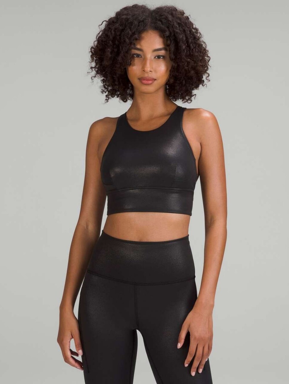 Lululemon Wunder Train Longline Bra Foil *Medium Support, C/D Cup Sz 8 Black